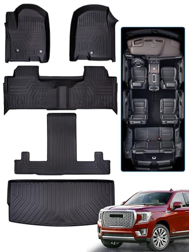 BAMACAR for GMC Yukon for Chevrolet Chevy Tahoe 2021-2025 2026 Floor Mats & Cargo Liner(7 Seats)
