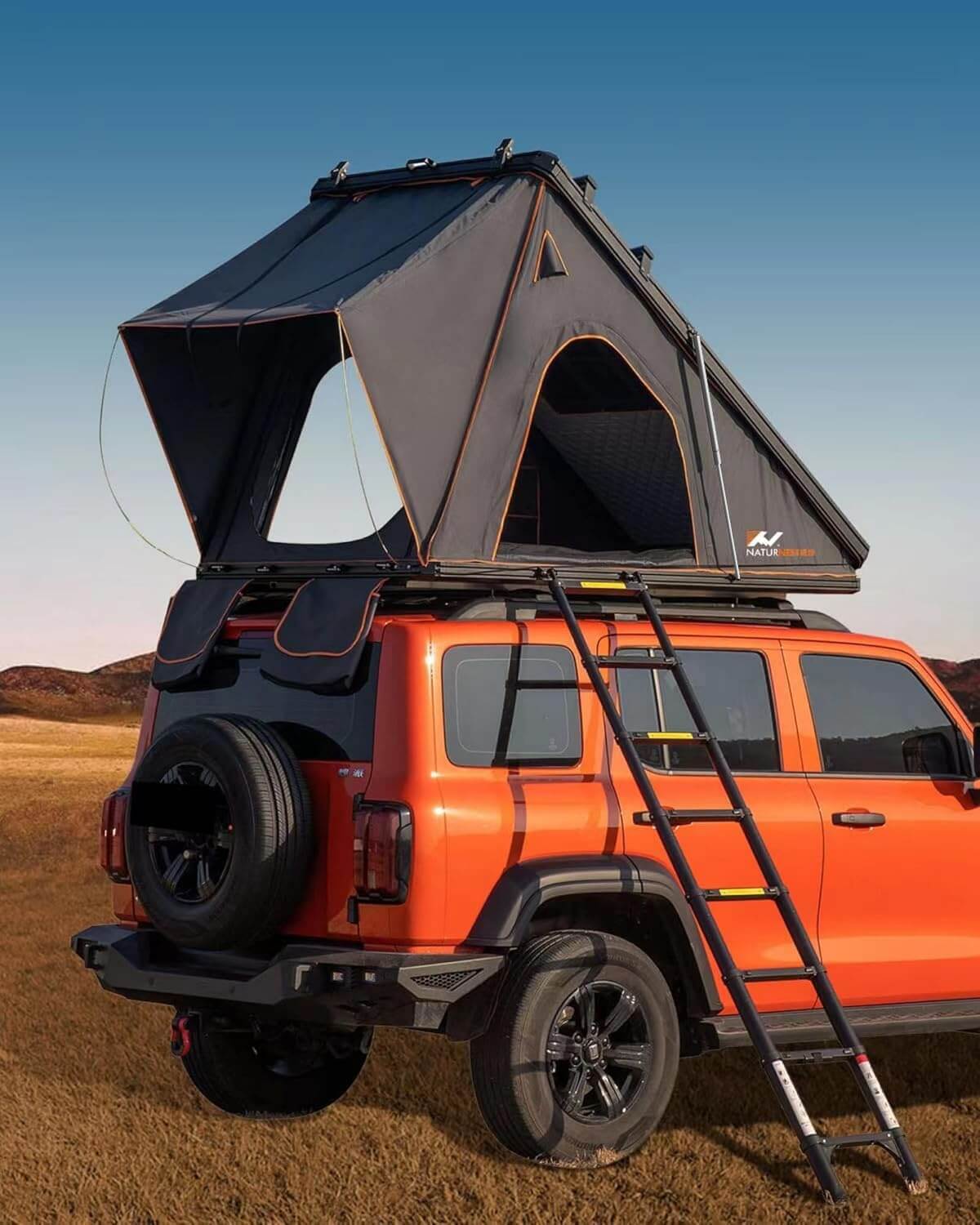 BAMACAR Naturnest Rooftop Tent Hard Shell — 2-3 Person Hardshell Overland Roof Top Tent for Jeep SUV Pickup Truck Van Car Camping